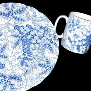 Spode Blue Room Grapes Collection, Coffee/Tea Cup and Salad Plate